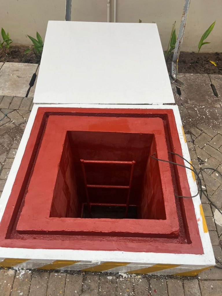 Concrete water tank exit